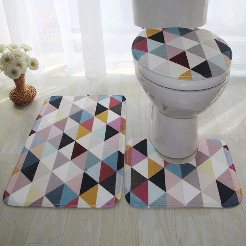 Non-Slip Bathroom Mats, Zebra Pattern Mat, Suede Water Absorbent Floor Rugs, Toilet Cover, Bath Decor Accessories, 3Pcs per Set