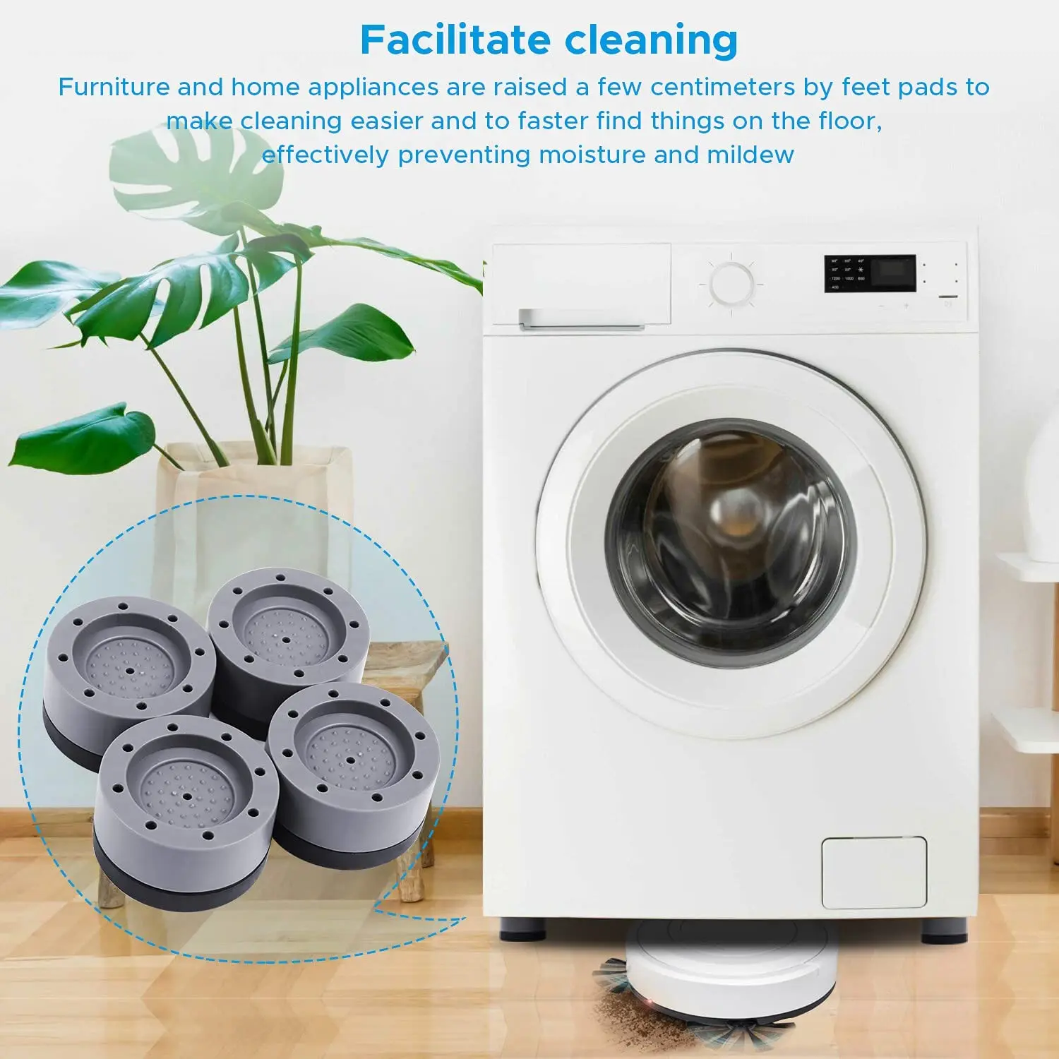 4Pcs Anti Vibration Pads Washing Machine Rubber Feet Legs Mat Anti-vibration Pad Universal Noise-reducing Leg Base for Furniture