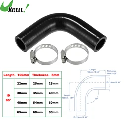 UXCELL 1 Set 22mm 25mm 28mm 35mm 40mm 54mm-83mm ID 100mm Length 90 Degrees Car Silicone Hose Coolant Hose with Clamps Black