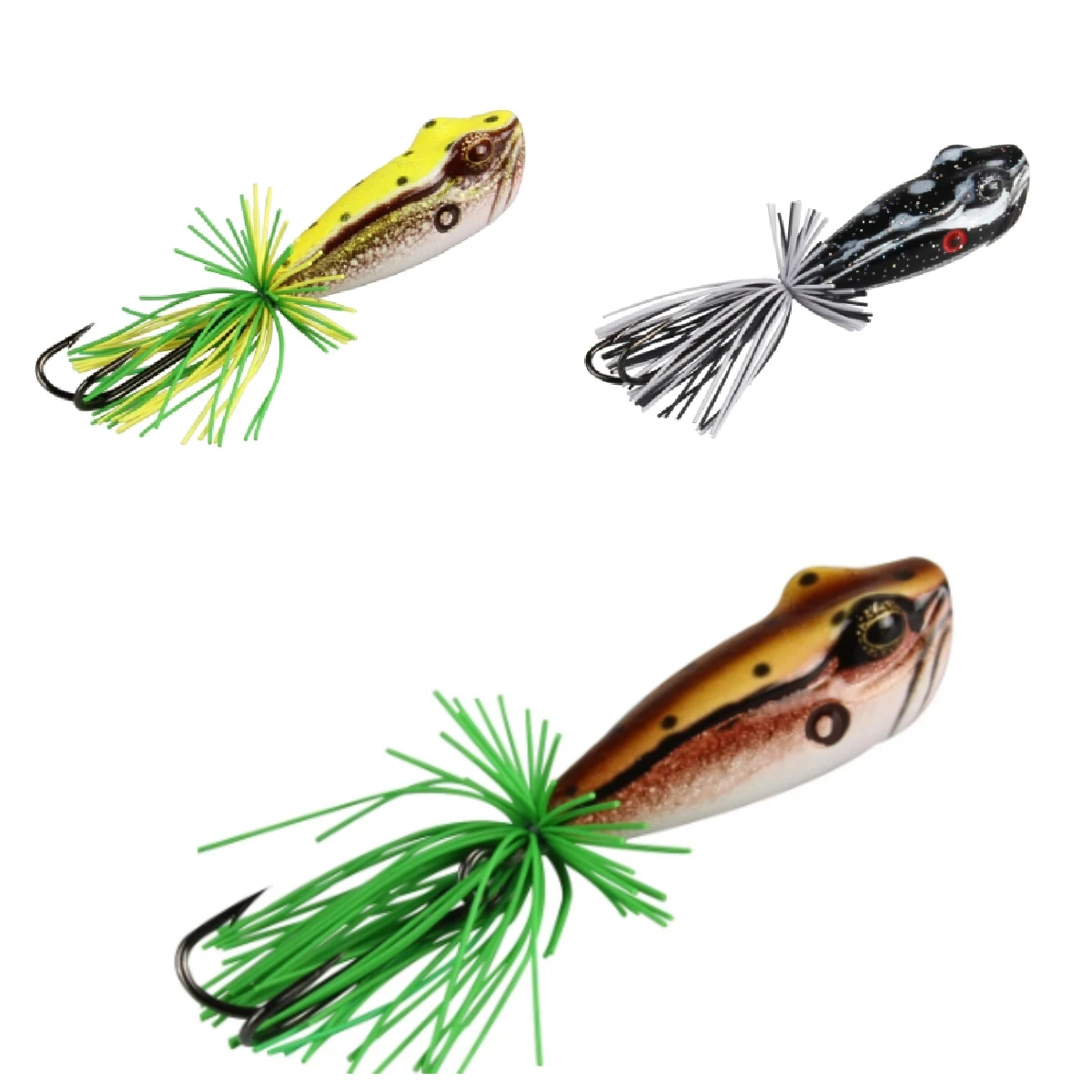 Fishing Lure 58mm 11.5g Frog Popper Hard Plastic Sea Bass Model 3D Eyes Bait Crankbait Wobblers Tackle Isca VMC Hook 3pcs