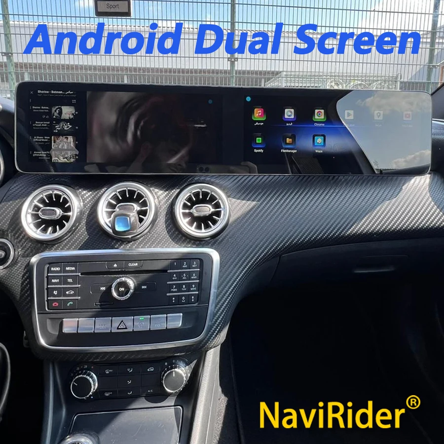 Dual Screen For Mercedes Benz A Class CLA GLA W176 C117 X156 W463 W246 Android Auto Car GPS Multimedia Player Carplay Stereo 4G