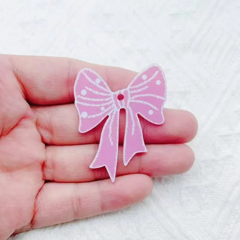 10pcs trendy new multi-color acrylic printed bow bag pendant, mobile phone chain, keychain, car accessories, clothing accessorie view 2