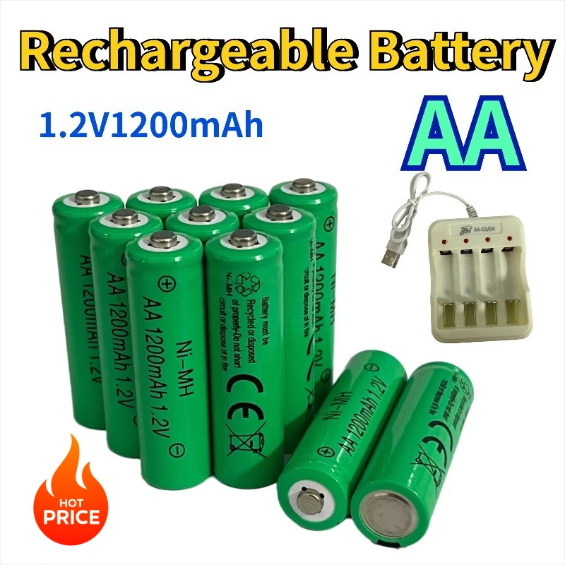 

AA 1.2V 1200mAh NI-MH Rechargeable Battery for Camera Microphone Flashlight Remote Control MP3/MP4 Player Electric Shaver