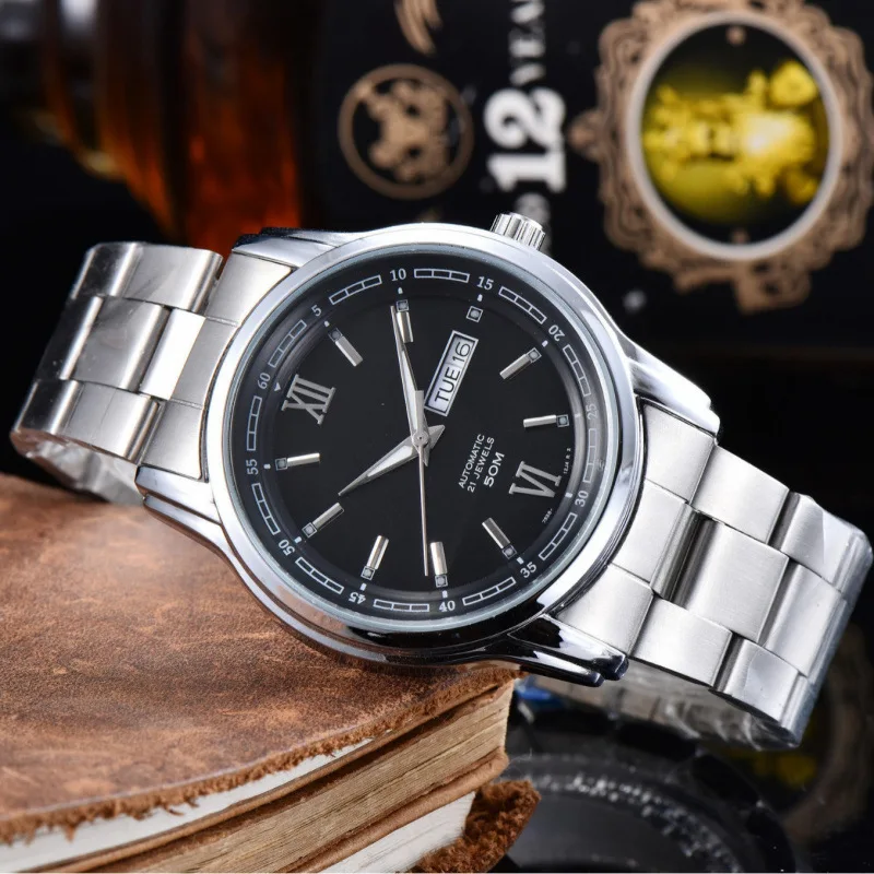 ​ ​ Reloj de lujo para hombre 2025, cristal de zafiro de acero inoxidable, resistente al agua, 100M, movimiento mecánico automático, indicador de fecha