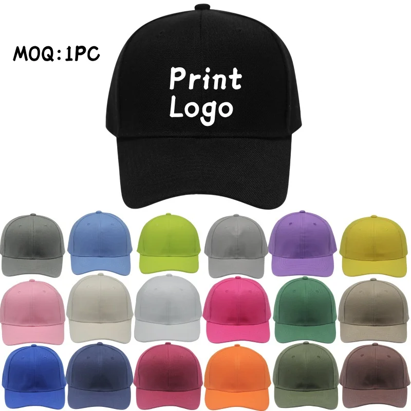 Custom Print Logo Baseball Cap For Men And Women Solid Color Acrylic Sport Hat Outdoor Hip Hop Casual Dad Hats Gorras