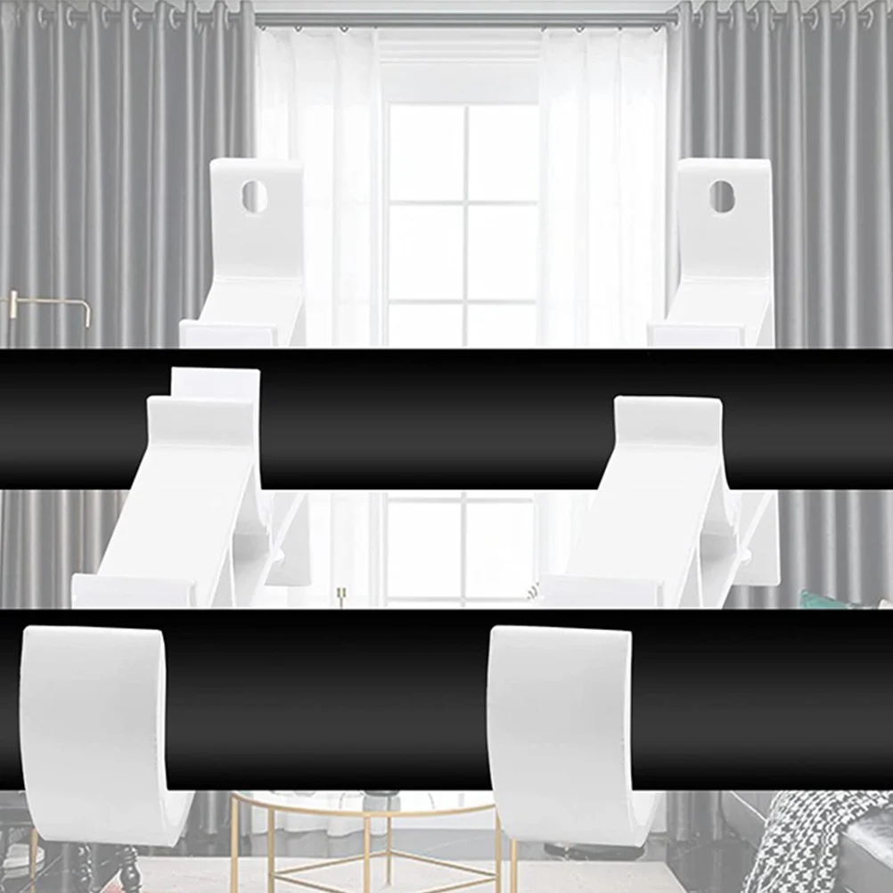 

4pcs Curtain Double Rod Bracket Iron Wall Mount Black Finish For Roman Curtains Rods Support Holder Window Decoration Hardware