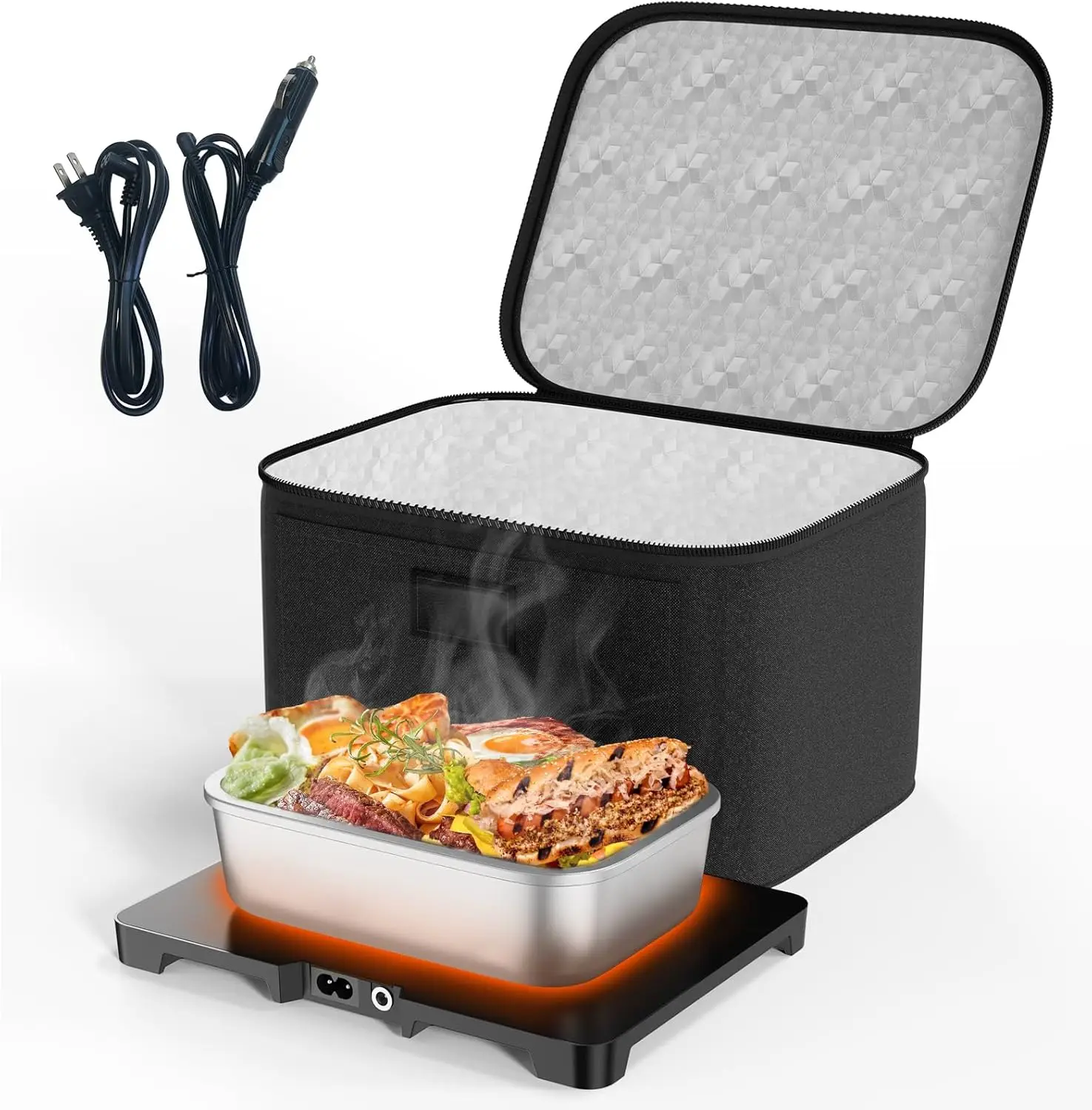 

Портативный электрический обогреватель для ланч-бокса, 12 В/24 В/110 В, мини-автомобильный подогреватель еды, сумка для обеда с подогревом для взрослых, черный