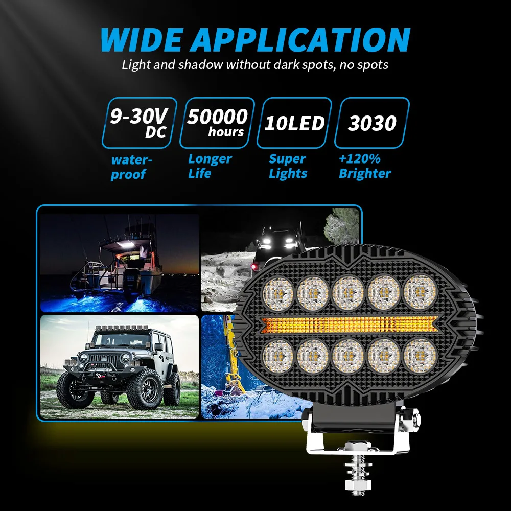 NXY 5.5 Inch Oval LED Work Light Black Edition Car Auxiliary Driving Lamp with a DRL Daytime Running Light Off Road Modification