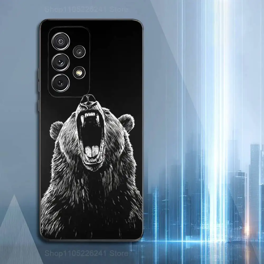 Animal Bear Ferocious Phone Case For Samsung S9,S10,S20,S10,S21,S25,S24,S23,Ultra,FE,Plus,Lite,Soft Silicone Black Cover