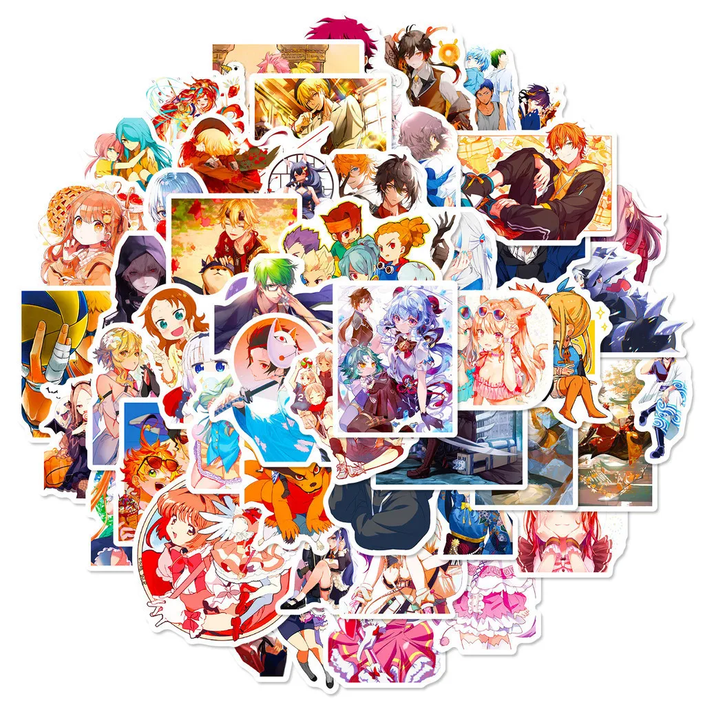 50 قطعة من ملصقات الكتابة على الجدران المختلطة المقاومة للماء - شيطان القاتل، Haikyuu!! & الهجوم على العمالقة للأمتعة والهواتف