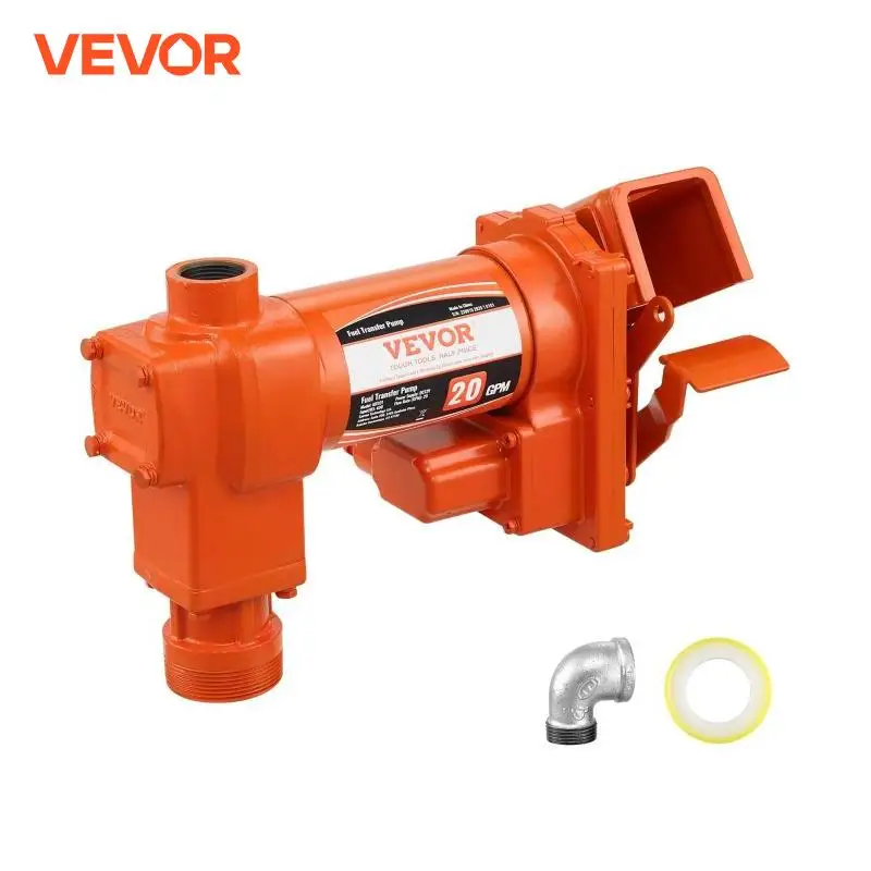 VEVOR Fuel Transfer Pump 12V DC 1/4 HP Gasoline Extractor Pump for Diesel, Kerosene, Ethanol & Methanol Blends, and Biodiesel