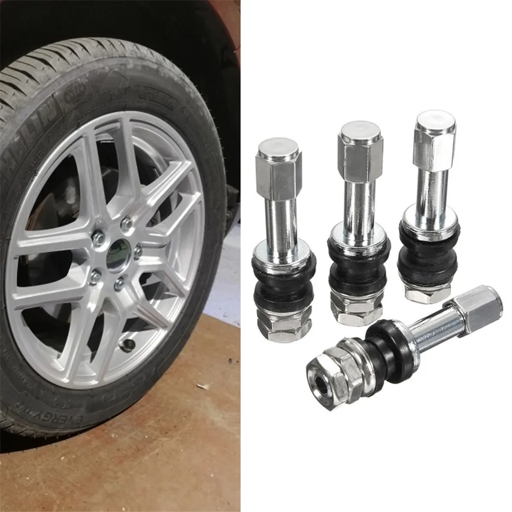 4Pcs TR48E  Bolt-in Car Tubeless Wheel Tire Valve Stem Dust Cap Cover Stainless Steel For Motorcycles Scooter Moped Bicycle Rims