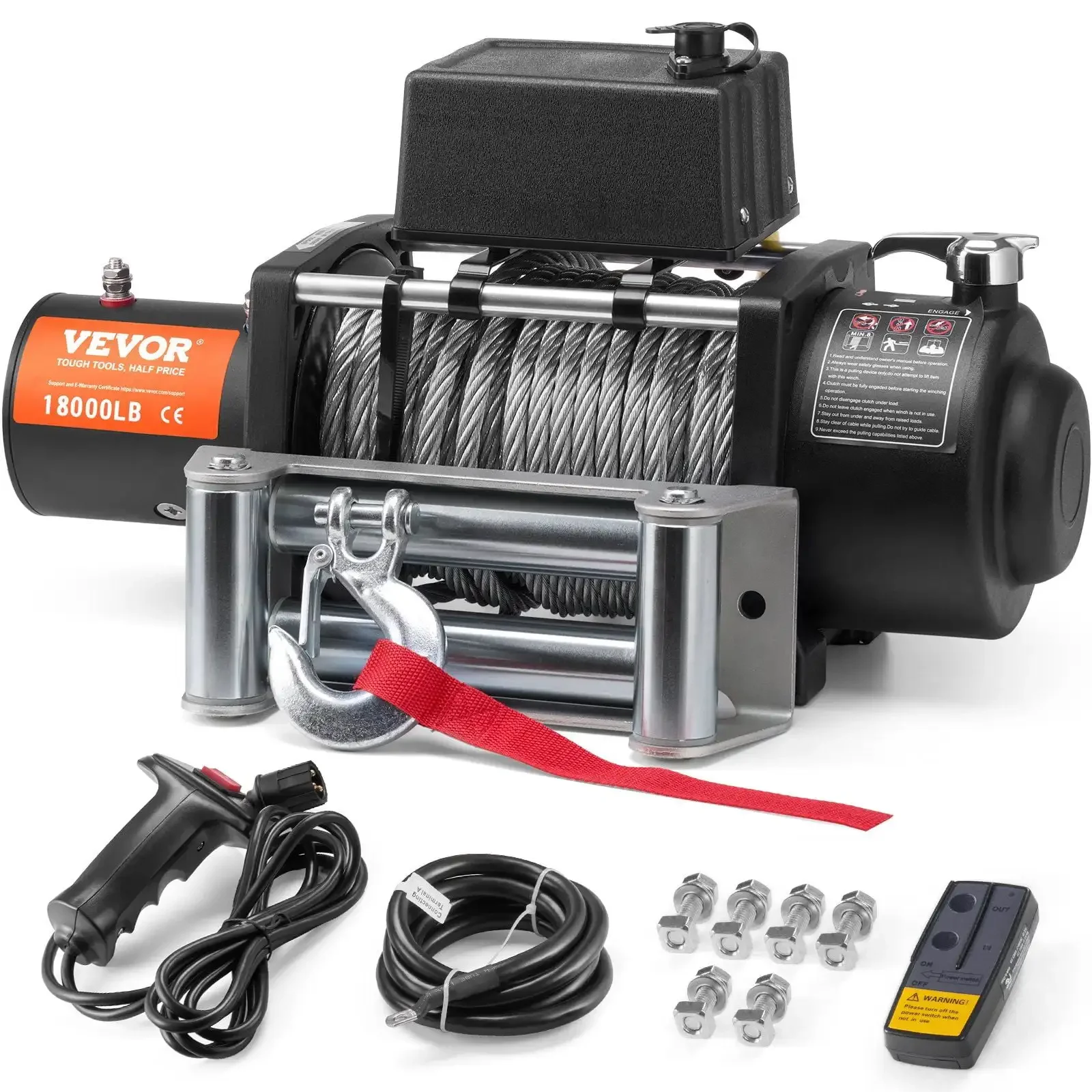 

Electric Winch Truck 18, 000 lb Steel Cable IP65 Waterproof Remote Control