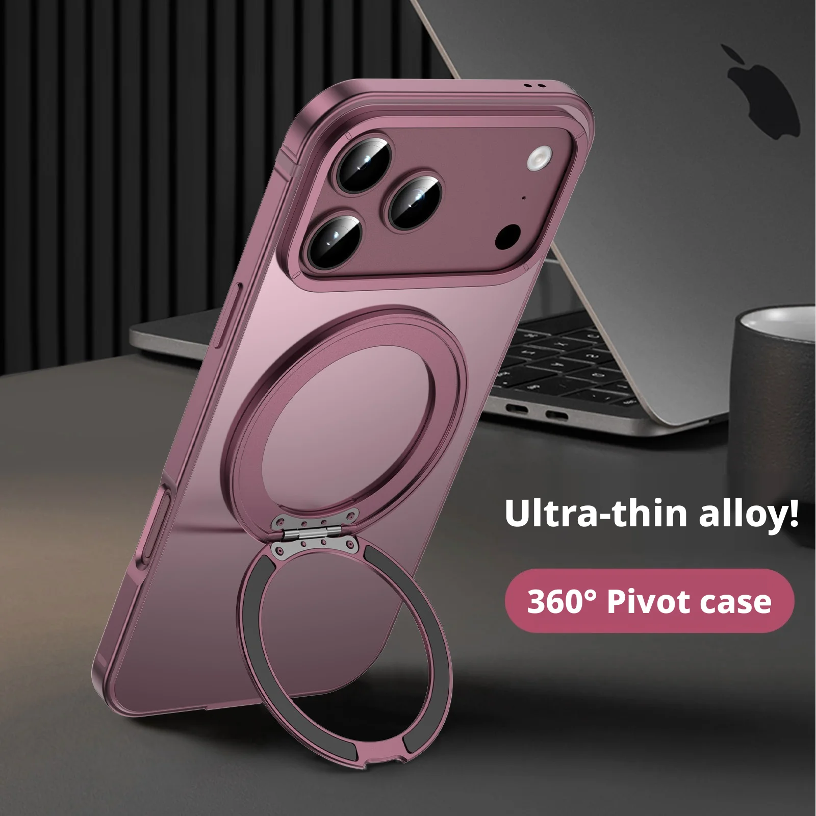 High-End UItra-thin Alloy Case For iphone 18 Pro/iphone 18 Pro Max Magnetic 360° Rotating Stand Shockproof Cover
