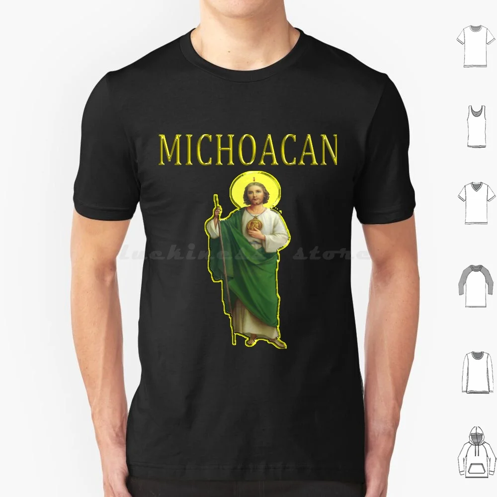 Camiseta de Algodón San Judas Tadeo Michoacán para Hombre y Mujer, Estampado DIY, San Judas Tadeo Michoacán, Cumpleaños de Jesús, Diseño Delgado, Meme de Jesús