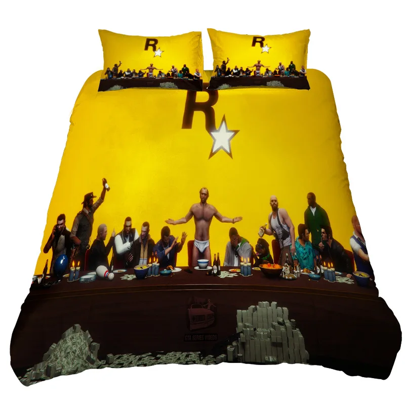 Grand Theft Auto Five V 3d Bedding Set Duvet Cover Set with Pillowcase Au Eu Us Twin Full Queen King Size Bedclothes Bed Linen