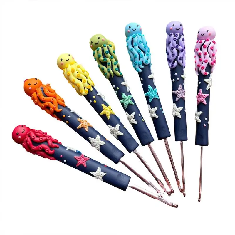 Crocheting Hooks Yarn DIY Tool Rainbow Gnome Crochet Hook Octopus Crochet Hook Knitting Hook For Crochet Yarn Craft Crochet Hook