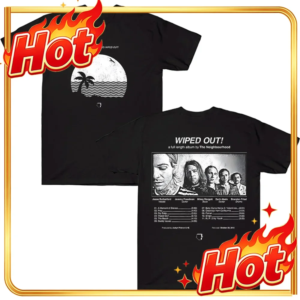 Wiped Out! Album Tee The Neighbourhood Summer Clothes Unisex Fashion Casual Shirt Men Women Aesthetic Pure Cotton Top Streetwear