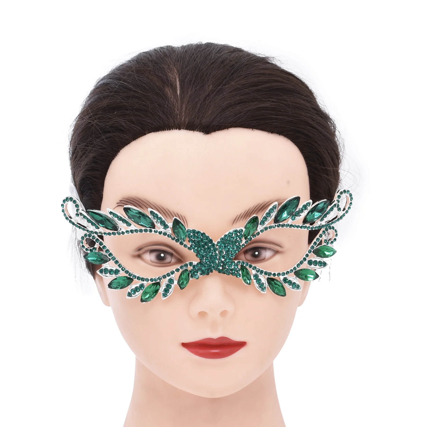 New Hot Selling Luxury Fashion Women's Black Green Red Crystal High end Party Sexy and Vivid Mask