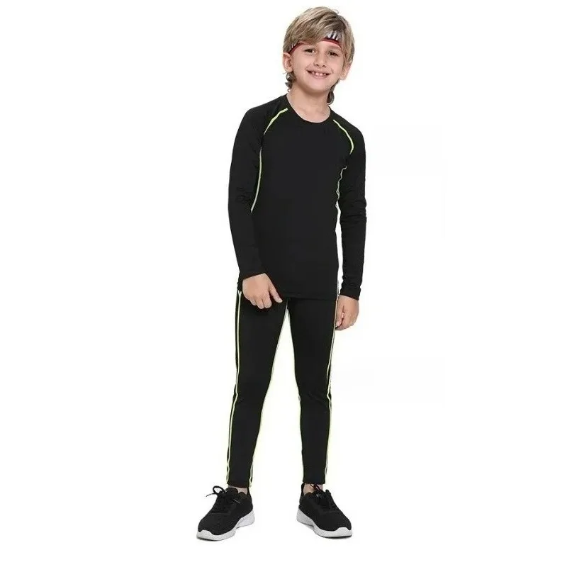 

Boys Thermal Compression Sportswear Set Long Sleeve Keep Warm Quick Dry Outfit for Cold Weather Soccer Basketball Training