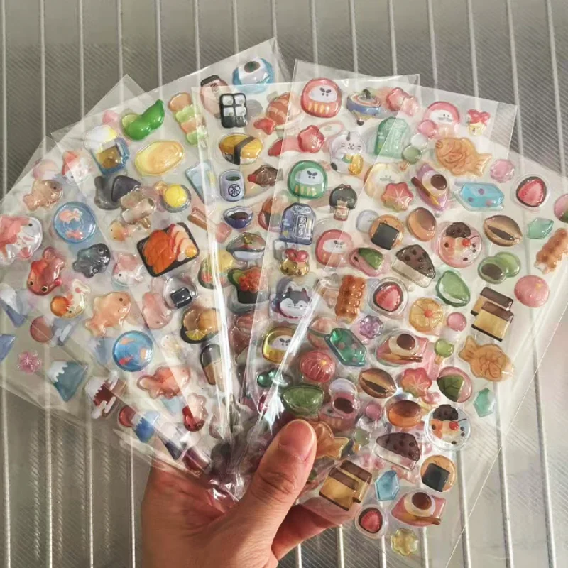 

Cartoon Sushi Sticker Creativity Cute Wine Bottle 3D Embossed Crystal Stickers Student Diy Phone Case Notebook Decoration Gifts