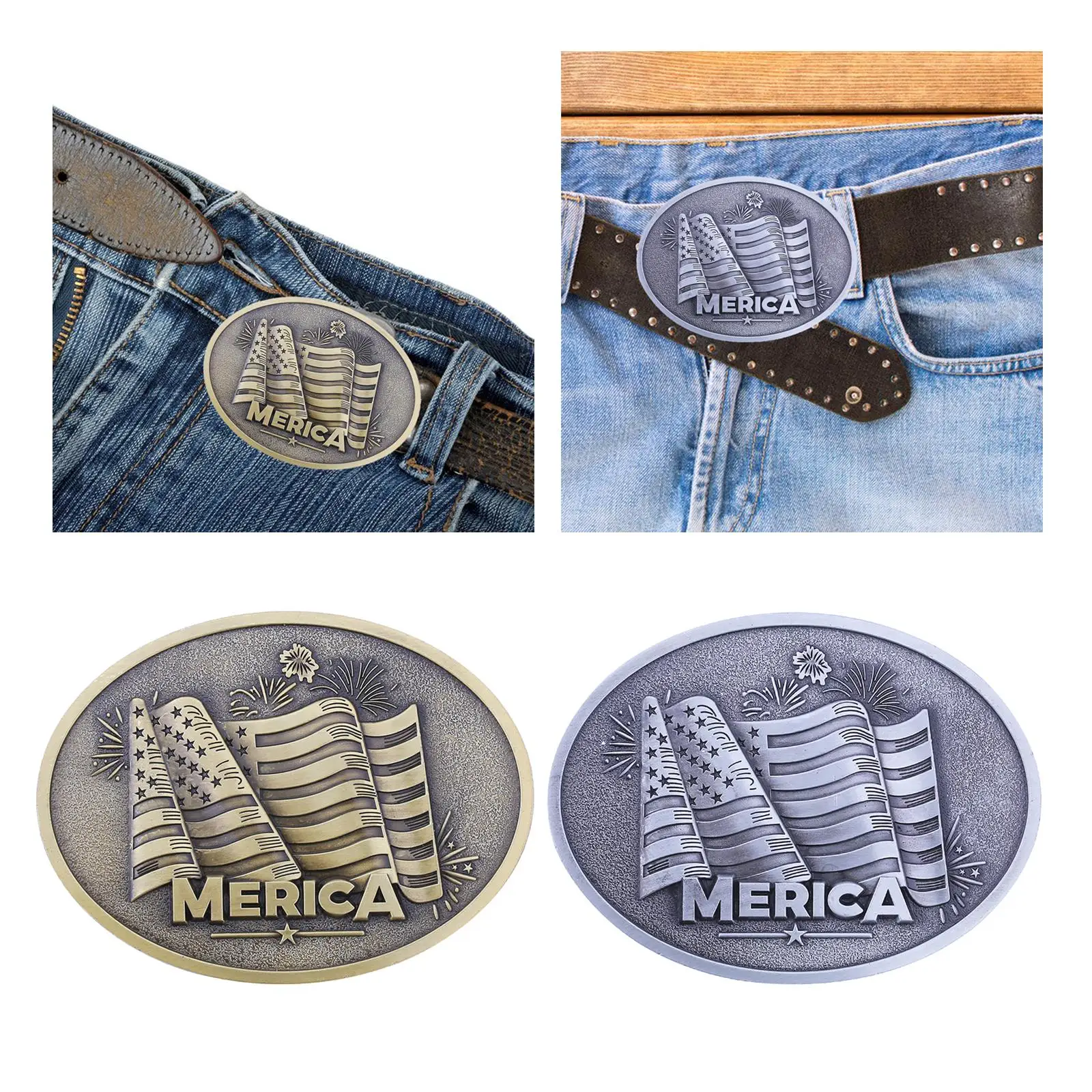 Cowboy Belt Buckle Novelty Vintage Men Women Alloy American Flag Shaped Buckles