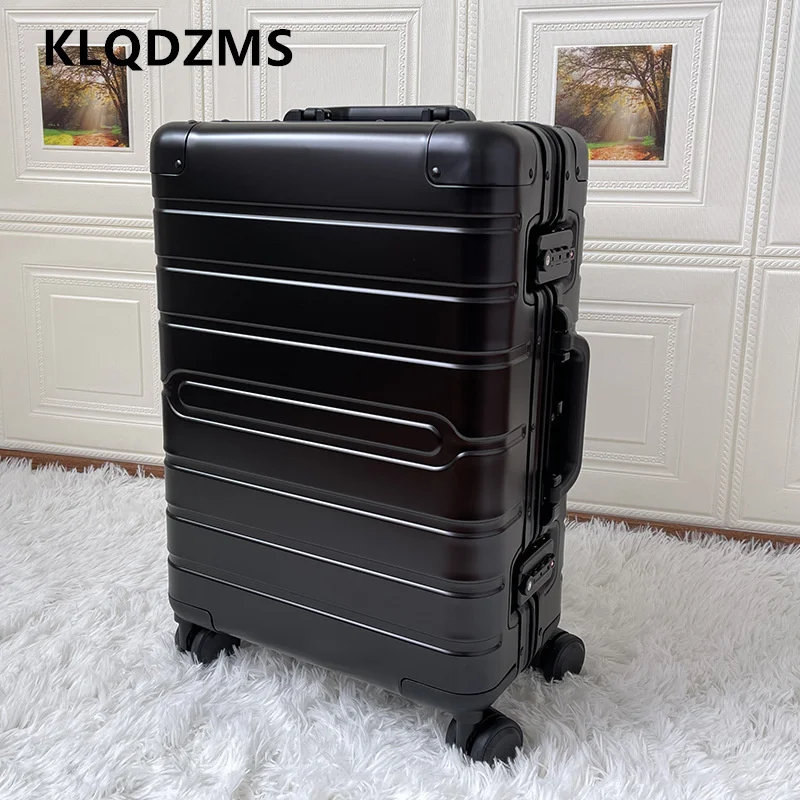 

KLQDZMS Men's Suitcase Full Aluminum-magnesium Alloy Boarding Case Business Trolley Case 20"24"28 Inch Large Capacity Luggage