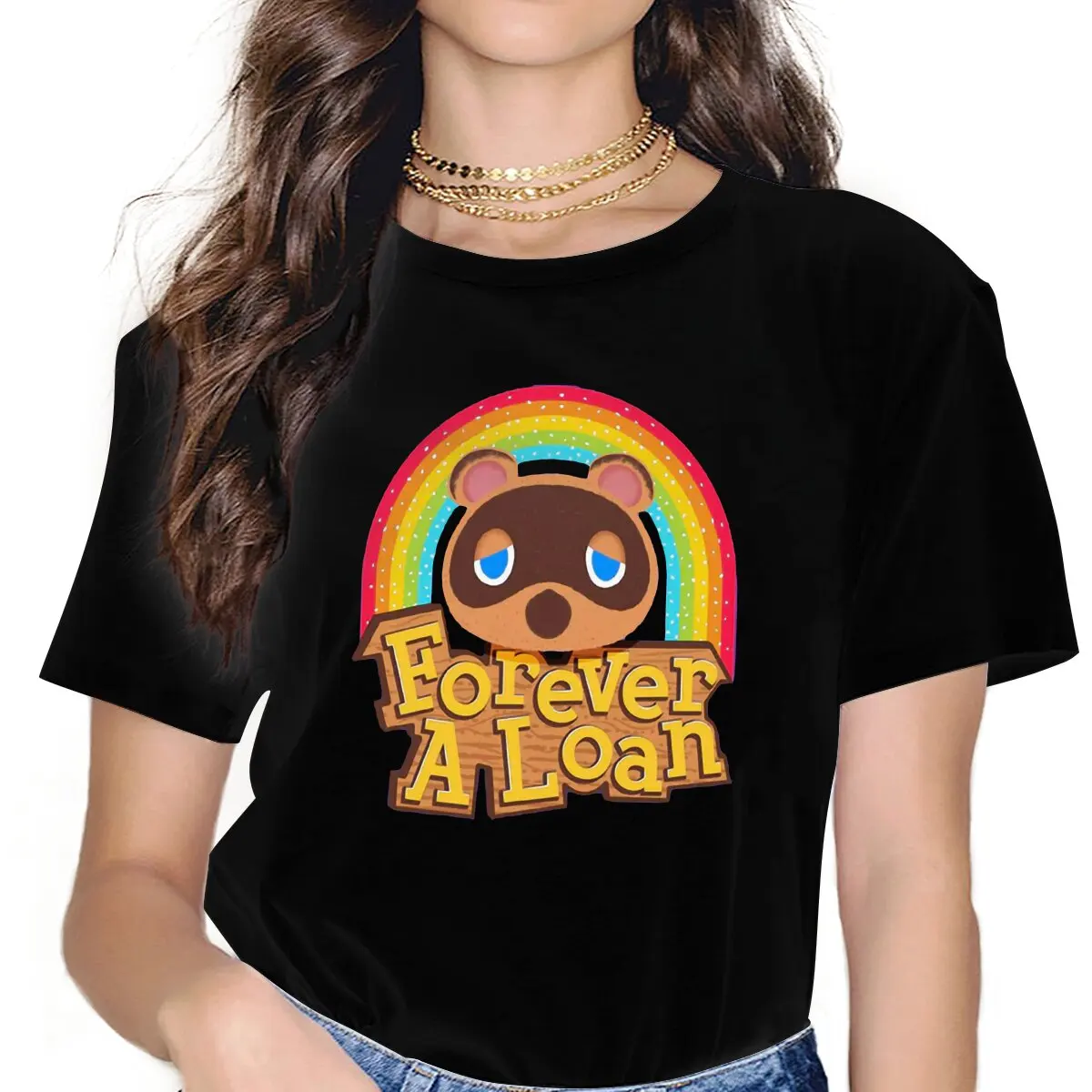 FOREVER A LOAN Sweet Girls Women T-Shirt Animal Crossing New Horizons Blusas Harajuku Casual Short Sleeve Vintage Tops