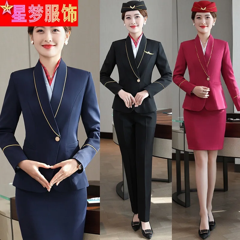 

9922Hotel Waiter Workwear Business Wear Vest Suit Formal Suit Stewardess Flight Attendant Workwear Uniform