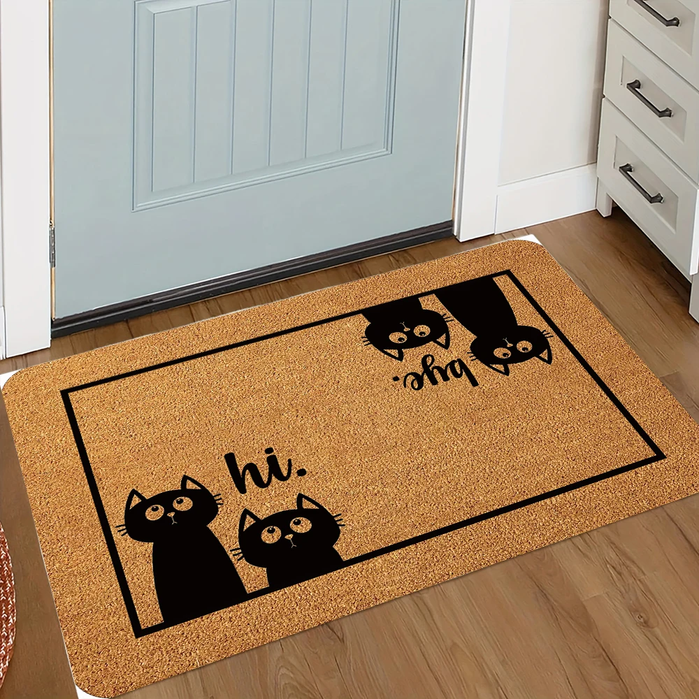 Alfombrilla de Entrada con Diseño Sarcástico y Divertido de Gato con Cuchillo "WELCOME MADAFAKAS", Antideslizante, Decoración para el Hogar y Apartamento, y Regalo Humorístico