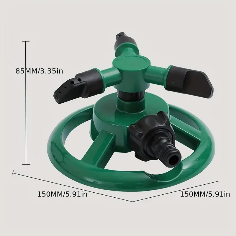 Garden Sprinkler 360° 3-Arm Rotating Automatic Lawn Water Nozzles System For Garden, Farm, Vegetable Field, Watering Equipment