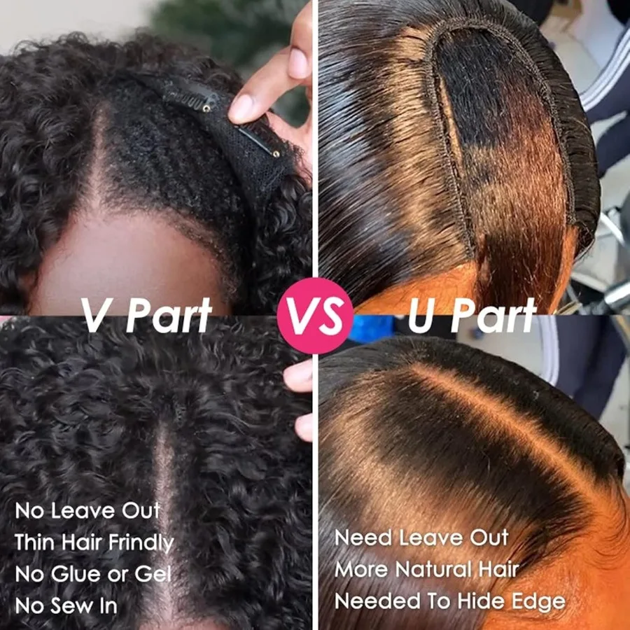 غريب مستقيم الخامس جزء شعر مستعار ترقية U جزء ياكي مستقيم الخامس على شكل الباروكات الاصطناعية ياكي الشعر الطبيعي الأسود لا ترك غلويليس Cl