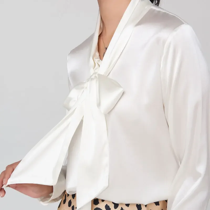 High Quality Silk Top Female White Shirt Women Korean Style Woman Blouse Long Sleeve Spring Autumn 2024 Ropa Mujer Pph3555