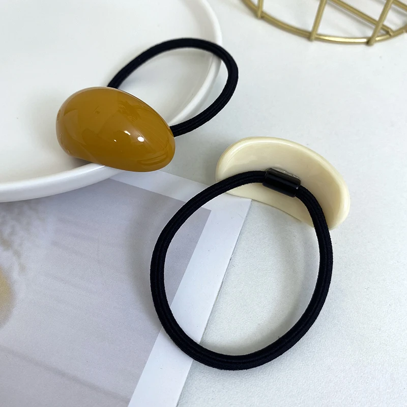 New Advanced Simple Temperament Geometric Arc Hair Loop Versatile Tie Head Half Round Horsetail Buckle Hair Rope Headwear