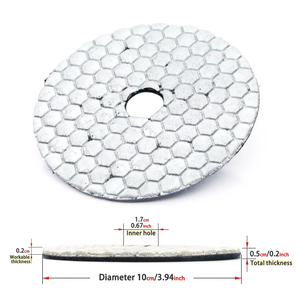 4 Inch Dry Diamond Polishing Pad 100mm White Resin Bond Flexible For Granite Marble Ceramic Concrete Grinding Disc