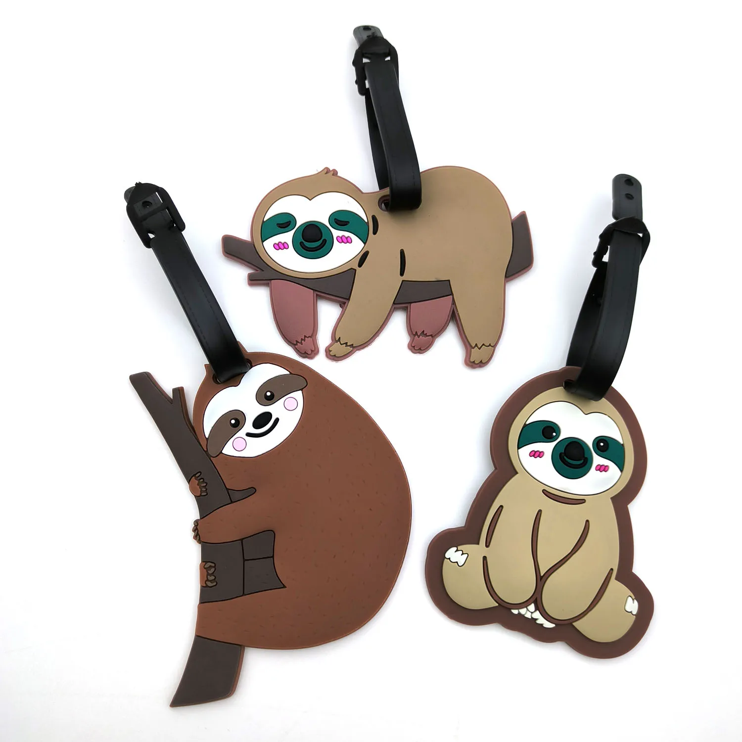 1pc/3pcs Newest Travel Accessories Luggage Tag Creative Sloth Plane Boarding Pass Suitcase Silicon Portable Travel Label