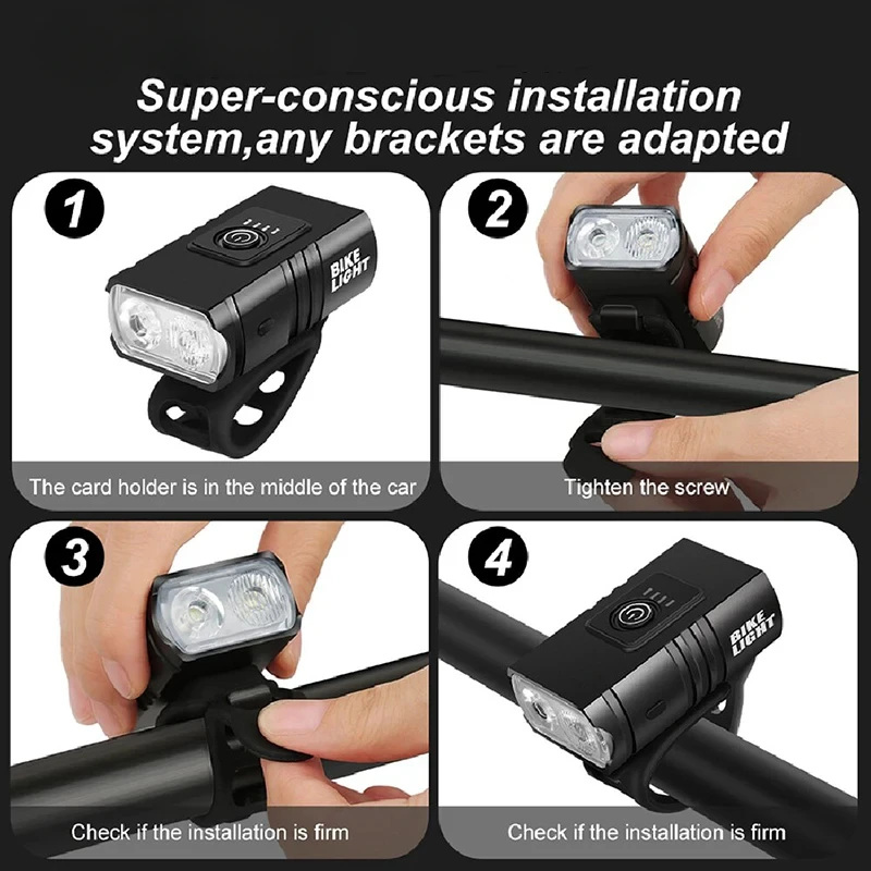 BK02 Bike Light USB Rechargeable T6 LED Bicycle Lights 6 Modes MTB Flashlight Bicycle Headlight for Cycling Bicycle Front Lamp