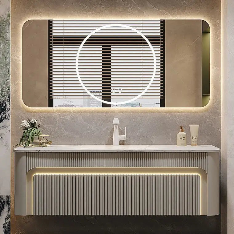

Wash Basin Cabinet, Rock Slab Hot Bending Ceramic Integrated Basin, Bathroom Cabinet Combined Bathroom, Washstand, Face Wash