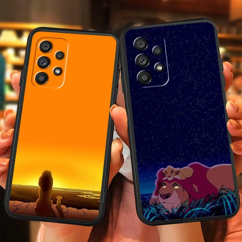 Disney Cartoon The Lion King For Samsung A73 A72 A71 A55 A54 A53 A52 A51 A13 A22 A16 A15 A05s A14 A05 A06 5G Black Phone Case #6