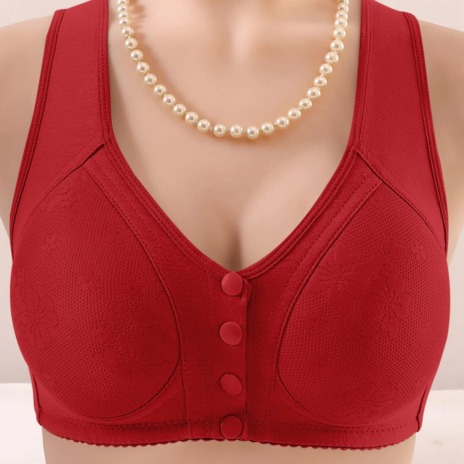 

Women Casual Breathable Front Button Bra Plus Size Wireless Underwear Without Steel Ring Gathering Adjustable Underwear For Girl