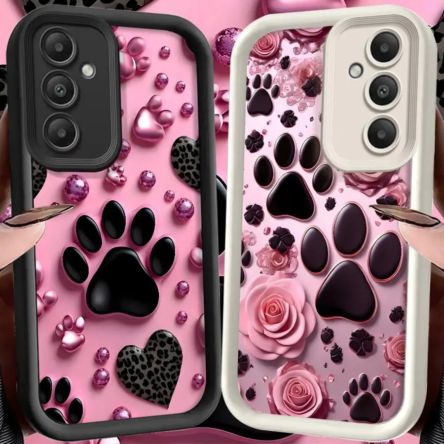 Pink Pet Paw Print Pattern Phone Cover Case for Samsung Galaxy S26 Ultra S23 FE S21 S25 Edge S20FE S22 S24 Plus S24Ultra S25