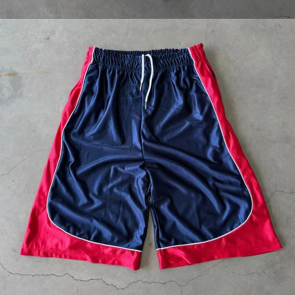 Retro-Hose in kontrastfarbenem, leuchtendem Design, 7 Zoll lang, mit Kordelzug und elastischem Bund, weiten Beinen und lockerer Passform, Sportshorts. – Detail 10