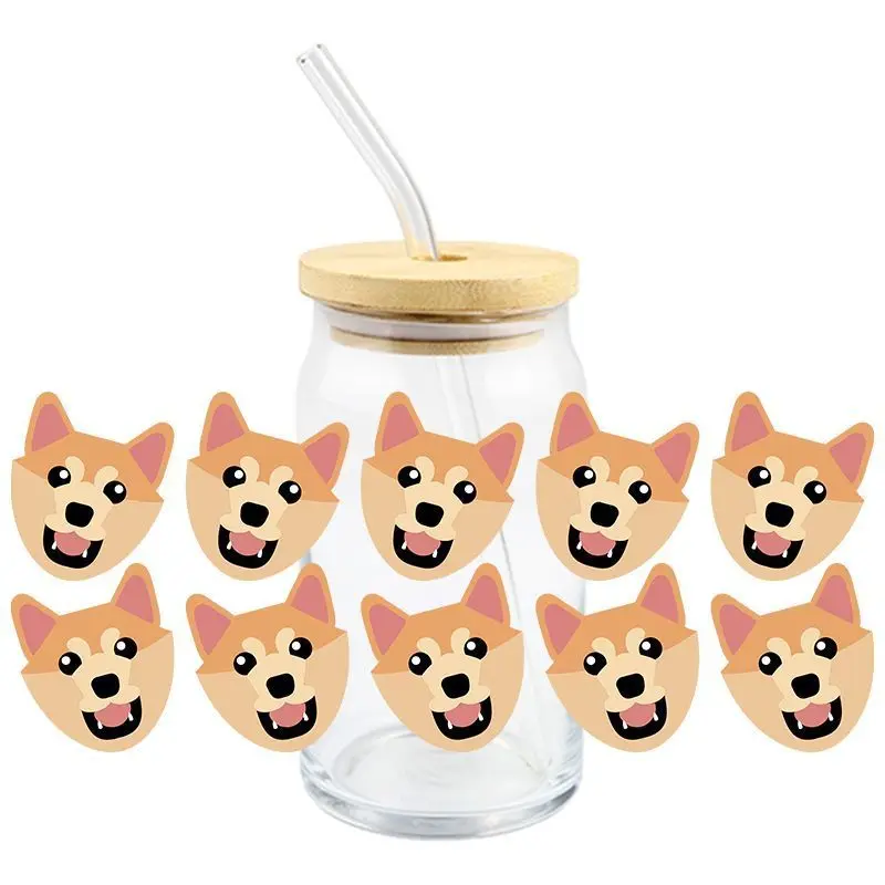 

Waterproof UV DTF Transfer Wraps Sticker Cute Dogs Design Decals DTF Wraps For Cups Glasses Brand Logo Custom