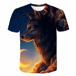Animal Wolf 3D Print Children's Boys T-Shirt Short Sleeve Tops Summer Casual 2 To 8 Years Kids Clothes Girl T Shirts