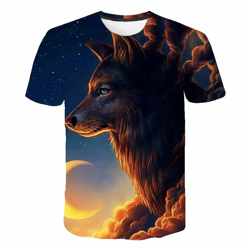 ﻿Animal Wolf 3D Print Children's Boys T-Shirt Short Sleeve Tops Summer Casual 2 To 8 Years Kids Clothes Girl T Shirts