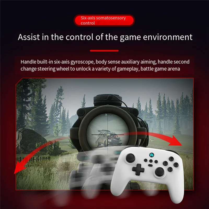 

Z02 Gamepad For Bluetooth Hall Joystick Somatosensory Continuous Hair Vibration For Android IOS Switch Gamepad Replacement Pink