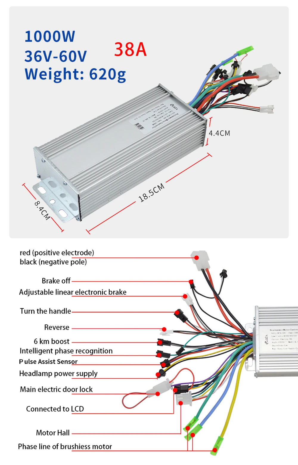 Elektrofahrrad 13A/18A/25A/28A/38A Bürstenloser Motorcontroller LCD-Display Intelligente Steuerung Mehrere Spezifikationen – Detail 6