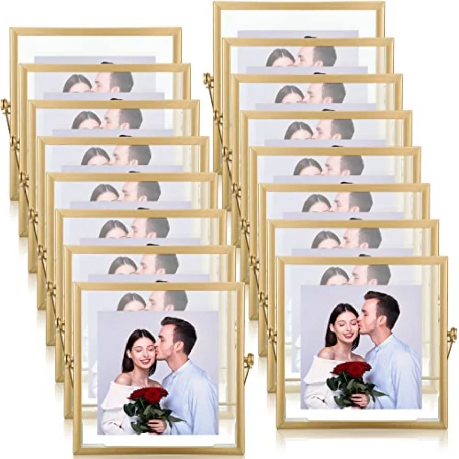 

1 Pcs Floating Frames Glass Photo Frames Vertical Vintage Metal Picture for Wedding Photo Picture Mounting Tabletop Display Off