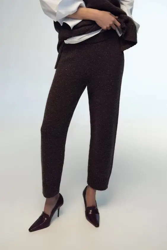 2024 Autumn/Winter New Women's Wear Simple Knitted Straight Tube Loose Comfortable Casual Pants