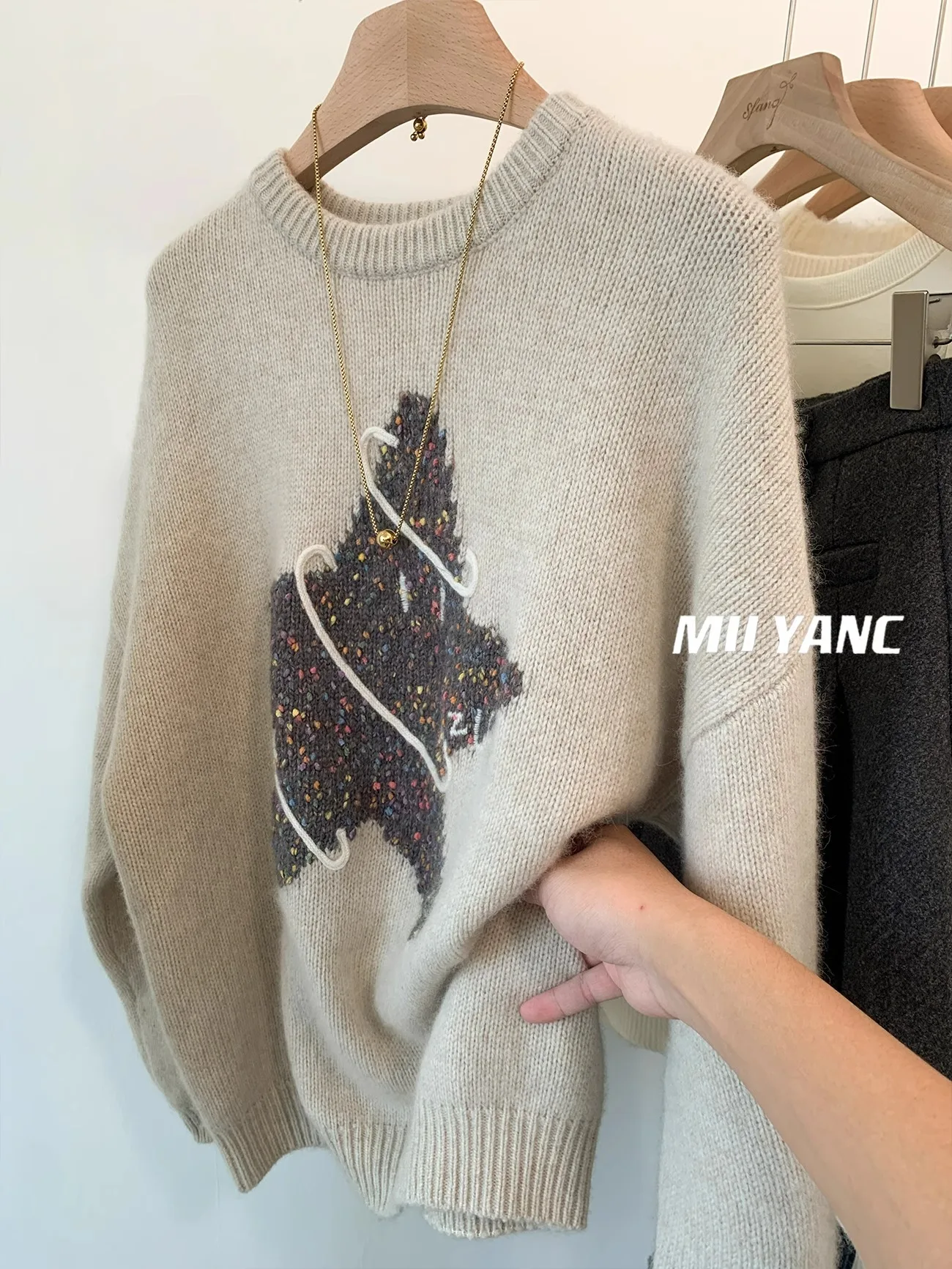 2024 Autumn Winter Lazy Style Long Sleeve Sweater Women O-neck Pullovers Tops Solid Color Loose Casual Knitted Sweater